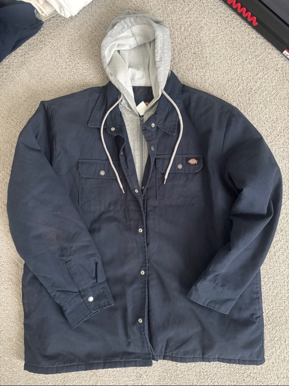 Dickies Navy Work Jacket with Gray Hooded Liner